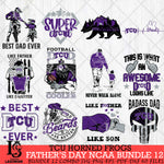 TCU Horned Frogs Fathers Day NCAA Bundle 12 Svg Eps Dxf Png File, Digital Download, Instant Download