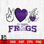 TCU Horned Frogs Gnomes Peace & Love Svg Eps Dxf Png File, Digital Download, Instant Download