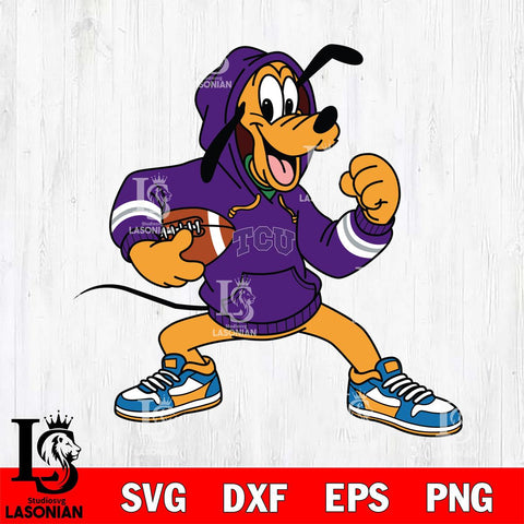 TCU Horned Frogs Goofy Disney Football Christmas File Cut, NCAA SVG DXF EPS PNG FILE, Digital Download , Criucut , Silhouette