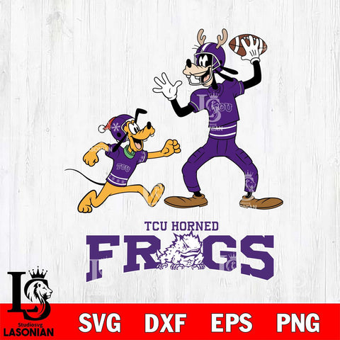 TCU Horned Frogs Goofy & Pluto Football Cricut,Christmas SVG DXF EPS PNG FILE, NCAA Digital Download,Instant Download, Silhouette