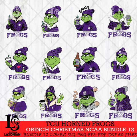 TCU Horned Frogs Grinch Christmas NCAA Bundle 12 Svg Eps Dxf Png File,Cricut files, Digital Download, Instant Download