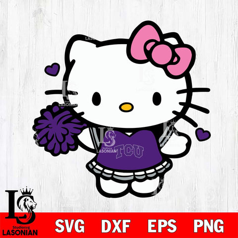 TCU Horned Frogs Hello Kitty Cheerleader 6 Svg Eps Dxf Png File, Digital Download, Instant Download