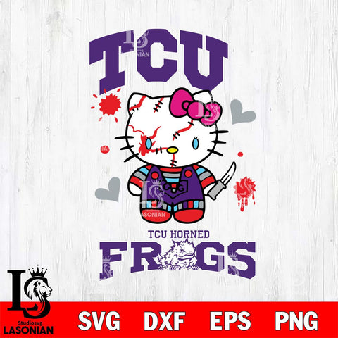 TCU Horned Frogs Hello Kitty Horror 2 Svg Eps Dxf Png File, Digital Download