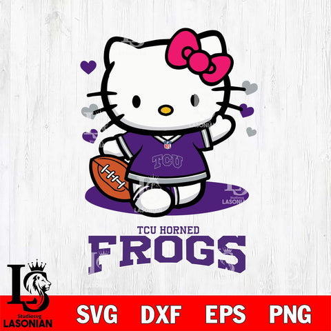 TCU Horned Frogs Hello Kitty NCAA 3 Svg Eps Dxf Png File, Digital Download, Instant Download