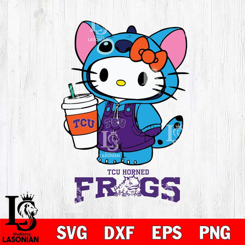 TCU Horned Frogs Hello Kitty Stitch Svg Eps Dxf Png File, NCAA svg, Digital Download, Instant Download