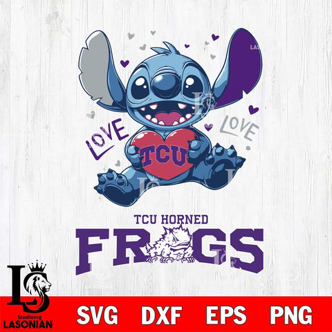TCU Horned Frogs Love Stitch, Svg Eps Dxf Png File, Digital Download