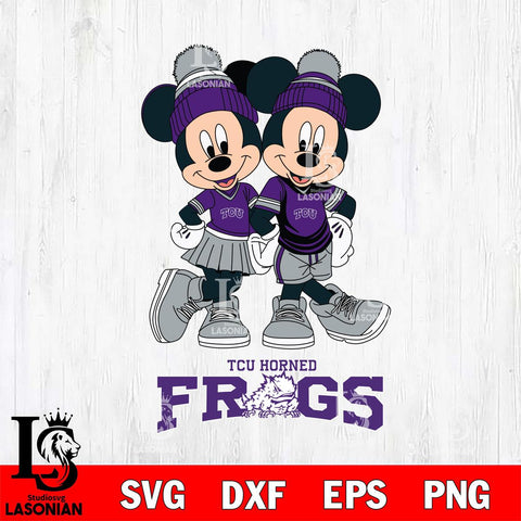 TCU Horned Frogs Mickey And Minnie Mouse Football Svg Eps Dxf Png File, NCAA svg , File Cut , Digital Download , Instant Download, Cut Svg Files