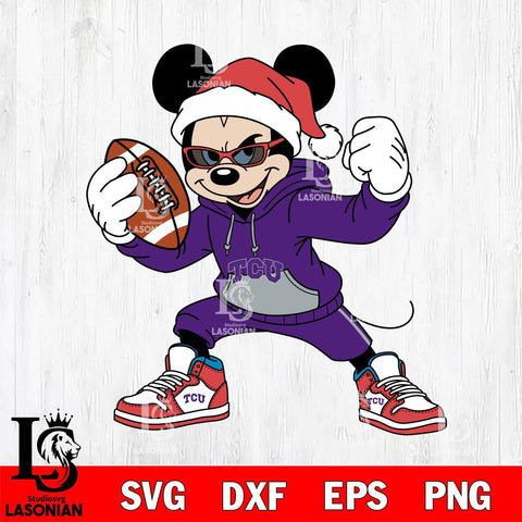 TCU Horned Frogs Mickey Cool Football Christmas File Cut, NCAA SVG DXF EPS PNG FILE, Digital Download , Criucut , Silhouette
