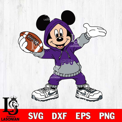 TCU Horned Frogs Mickey Disney Football Christmas File Cut, NCAA SVG DXF EPS PNG FILE, Digital Download , Criucut , Silhouette