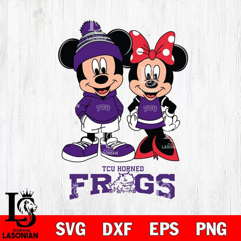 TCU Horned Frogs Mickey Minnie Mouse Cute Football Svg Eps Dxf Png File, NCAA svg , File Cut , Digital Download , Instant Download, Cut Svg Files