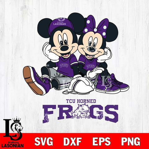 TCU Horned Frogs Mickey Minnie Mouse Football Sit Svg Eps Dxf Png File, NCAA svg , File Cut , Digital Download , Instant Download, Cut Svg Files