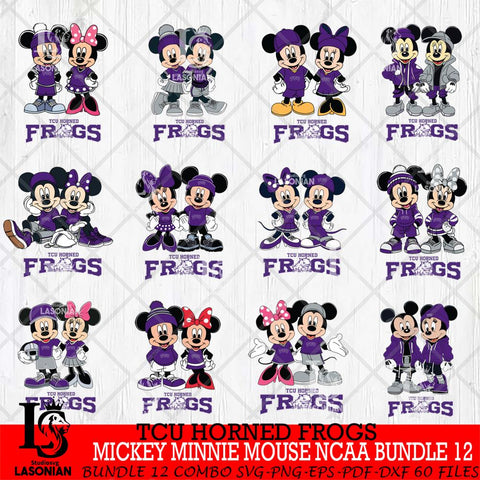 TCU Horned Frogs Mickey Minnie Mouse NCAA Bundle 12 Svg Eps Dxf Png File, Bundle NCAA svg , File Cut , Digital Download , Instant Download, Cut Svg Files