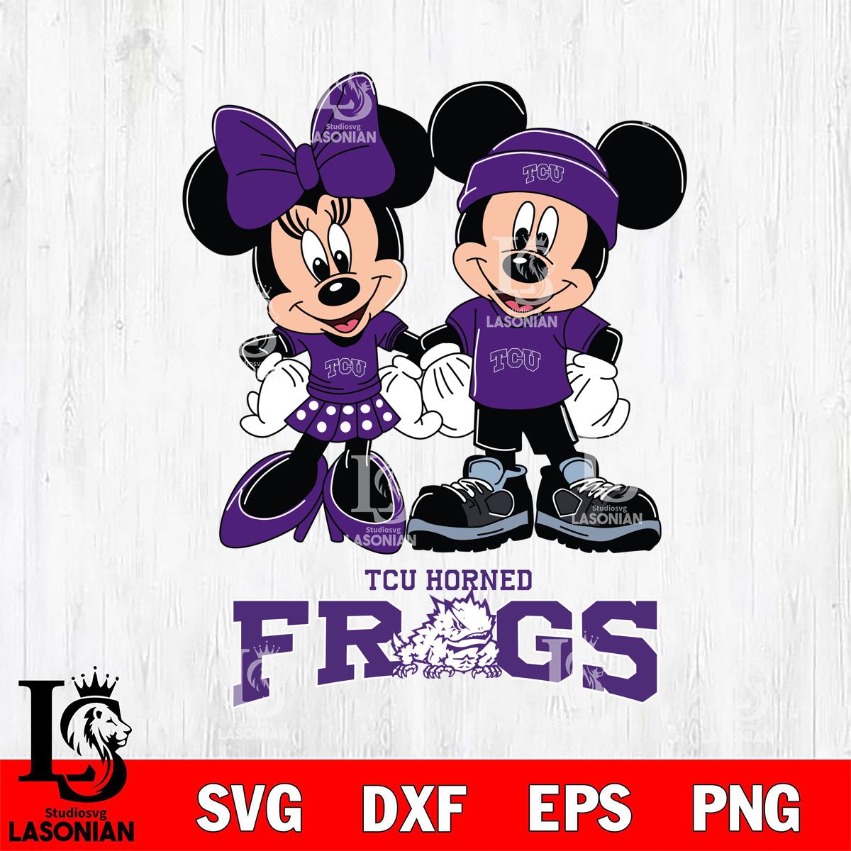 TCU Horned Frogs Mickey Minnie Rugby ball – lasoniansvg