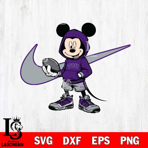TCU Horned Frogs Mickey Wearing Hoodie Sport Svg Eps Dxf Png File, NCAA svg, Digital Download, Instant Download