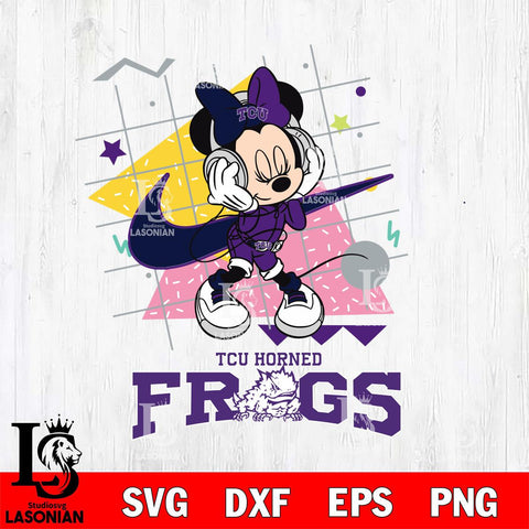 TCU Horned Frogs Minnie Mouse Dancing SVG DXF EPS PNG FILE, NCAA File Cut,Digital Download,Instant Download