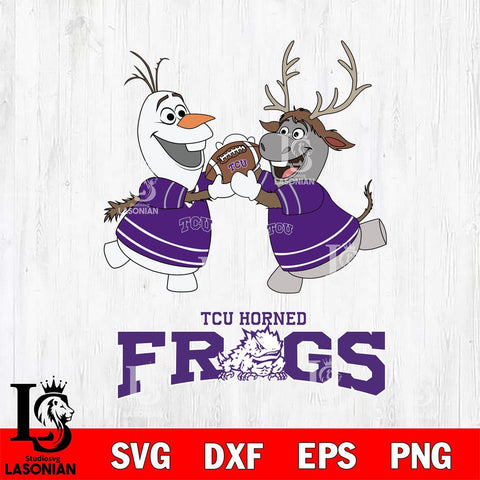 TCU Horned Frogs Olaf & Sven Football Cricut,Christmas SVG DXF EPS PNG FILE, NCAA Digital Download,Instant Download, Silhouette