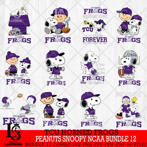 TCU Horned Frogs Peanuts Snoopy Player NCAA Bundle 12 SVG DXF EPS PNG FILE,Snoopy File Cut, bundle NCAA Digital Download,Instant Download, Silhouette
