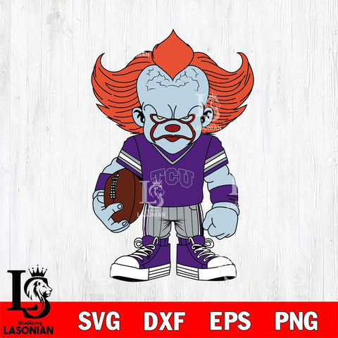 TCU Horned Frogs Pennywise Horror Sport 11 Svg Eps Dxf Png File, Digital Download