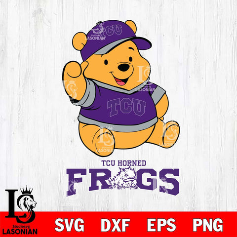 TCU Horned Frogs Pooh Bear Disney, Svg Eps Dxf Png File, Digital Download