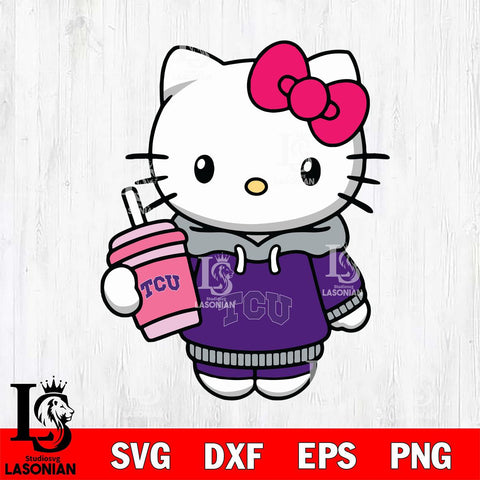 TCU Horned Frogs Pretty Hello Kitty Svg Eps Dxf Png File, Digital Download, Instant Download