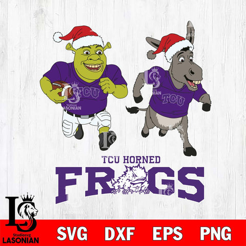 TCU Horned Frogs Shrek and Donkey Football Cricut,Christmas SVG DXF EPS PNG FILE, NCAA Digital Download,Instant Download, Silhouette