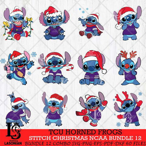 TCU Horned Frogs Stitch Christmas NCAA Bundle 12 Svg Eps Dxf Png File, Digital Download, Instant Download
