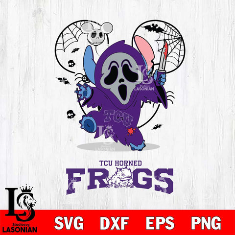 TCU Horned Frogs Stitch Ghost Face Halloween 2 Svg Eps Dxf Png File, Digital Download, Instant Download