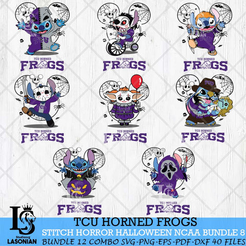 TCU Horned Frogs Stitch Horror Halloween Bundle NCAA Svg Eps Dxf Png File, Digital Download, Instant Download