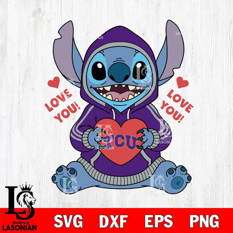 TCU Horned Frogs Stitch Love You File Cut, NCAA SVG DXF EPS PNG FILE, Digital Download , Criucut , Silhouette