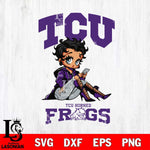 TCU Horned Frogs Style Black Fan Girl Betty Boop, Svg Eps Dxf Png File, Digital Download