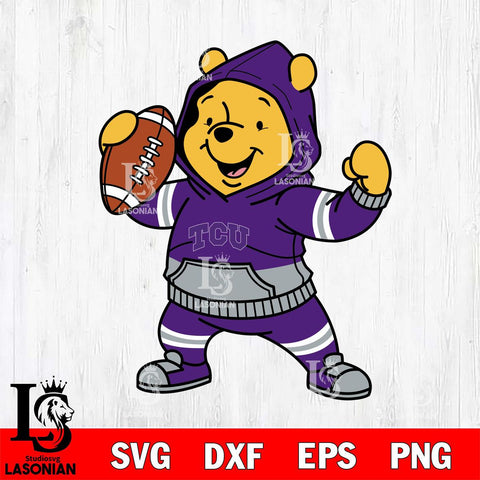 TCU Horned Frogs Winnie The Pooh Disney Football Christmas File Cut, NCAA SVG DXF EPS PNG FILE, Digital Download , Criucut , Silhouette
