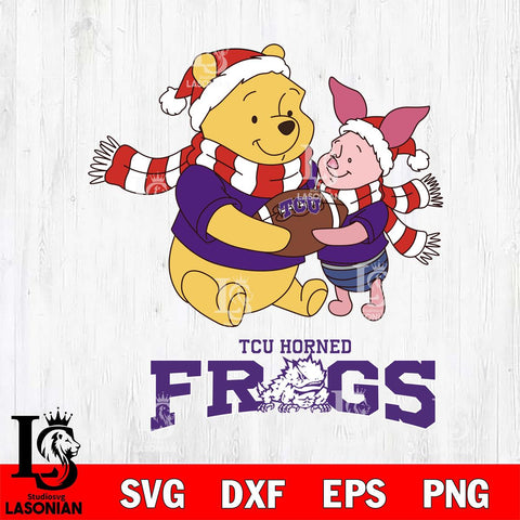 TCU Horned Frogs Winnie the Pooh & Piglet Football Cricut,Christmas SVG DXF EPS PNG FILE, NCAA Digital Download,Instant Download, Silhouette