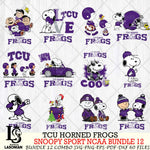 TCU Horned Frogs  Snoopy NCAA Bundle 12 SVG Svg Eps Dxf Png File, Digital Download