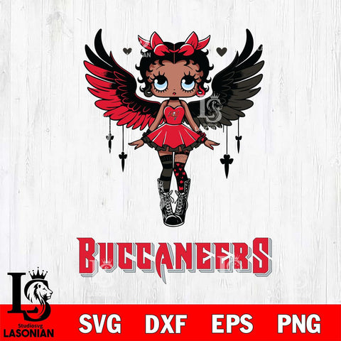 Tampa Bay Buccaneers Anglel Black Fan Girl Betty Boop Svg Eps Dxf Png File, Digital Download, Instant Download