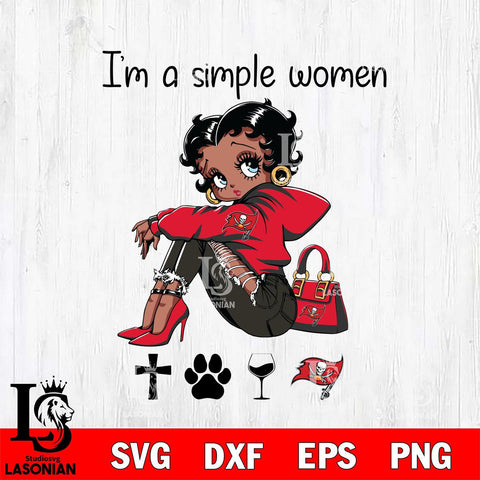 Tampa Bay Buccaneers Betty Boop Black Fan I Am Simple Women Svg Eps Dxf Png File, Digital Download