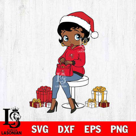 Tampa Bay Buccaneers Betty Boop Sit Christmas File Cut, NFL SVG DXF EPS PNG PDF File, Digital Download , Criucut , Silhouette