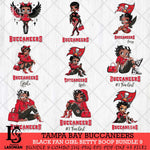 Tampa Bay Buccaneers Black Fan Girl Betty Boop Bundle 9 Svg Eps Dxf Png File, Digital Download, Instant Download
