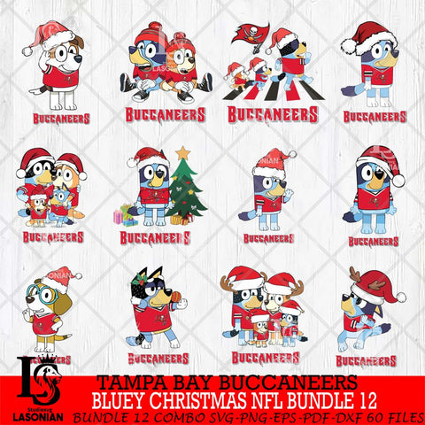 Tampa Bay Buccaneers Bluey Christmas NFL Bundle 12 Svg Eps Dxf Png File,Cut Svg Files, Digital File, Sublimation
