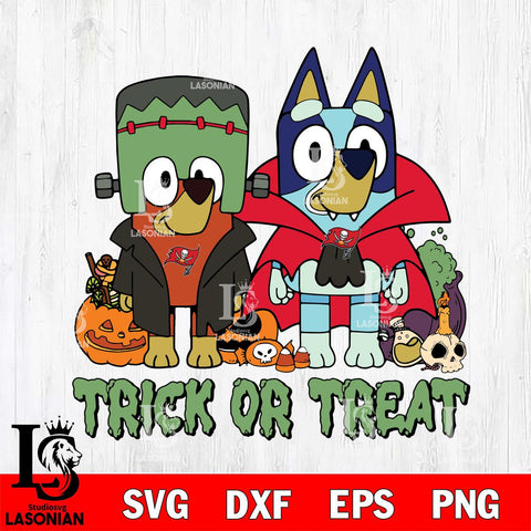 Tampa Bay Buccaneers Bluey Halloween Trick or Treat Svg Eps Dxf Png File, Digital Download, Instant Download