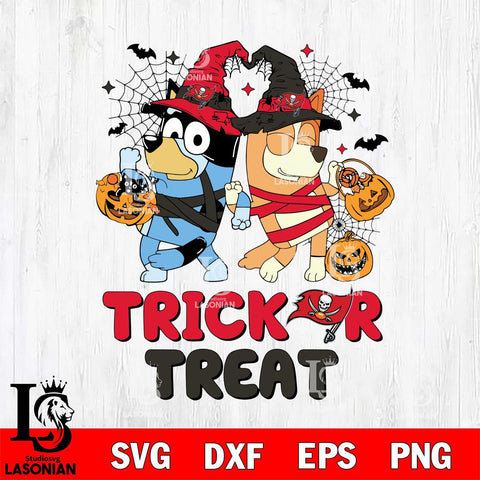 Tampa Bay Buccaneers Bluey Trick or Treat Halloween 2 Svg Eps Dxf Png File, Digital Download, Instant Download