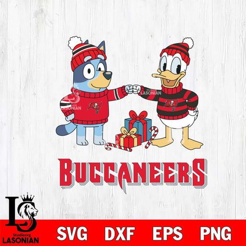 Tampa Bay Buccaneers Bluey With Donald Duck Christmas Cricut,Christmas SVG DXF EPS PNG FILE, Digital Download,Instant Download, Silhouette