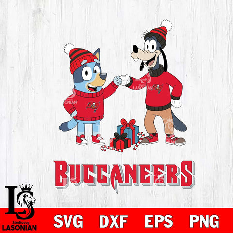 Tampa Bay Buccaneers Bluey With Goofy Christmas Cricut,Christmas SVG DXF EPS PNG FILE, Digital Download,Instant Download, Silhouette