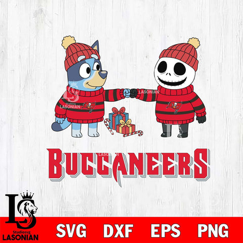 Tampa Bay Buccaneers Bluey With Jack Skellington Christmas Cricut,Christmas SVG DXF EPS PNG FILE, Digital Download,Instant Download, Silhouette