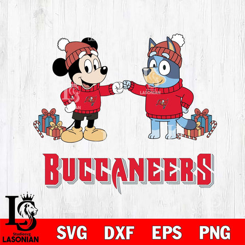 Tampa Bay Buccaneers Bluey With Mickey Christmas Cricut,Christmas SVG DXF EPS PNG FILE, Digital Download,Instant Download, Silhouette