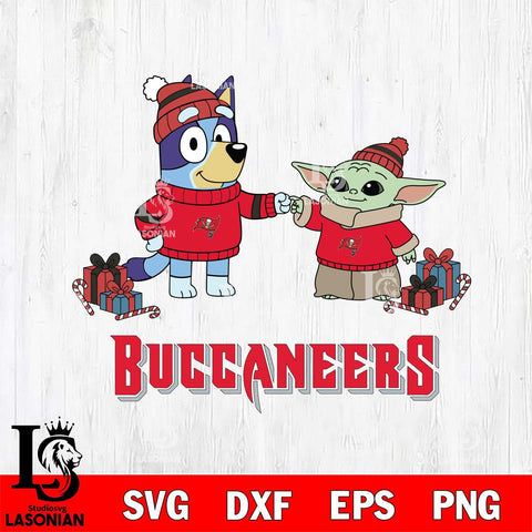 Tampa Bay Buccaneers Bluey With Yoda Christmas Cricut,Christmas SVG DXF EPS PNG FILE, Digital Download,Instant Download, Silhouette