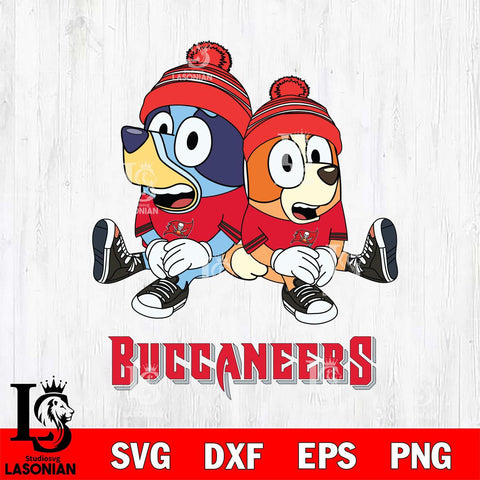 Tampa Bay Buccaneers Christmas Bluey & Bingo Sit Svg Eps Dxf Png File,Cut Svg Files, Digital File, Sublimation