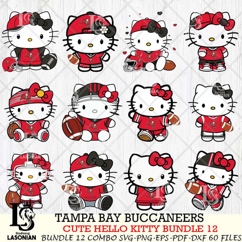 Tampa Bay Buccaneers Cute Hello Kitty NFL Bundle 12 SVG Svg Eps Dxf Png File, NFL svg, Digital Download, Instant Download