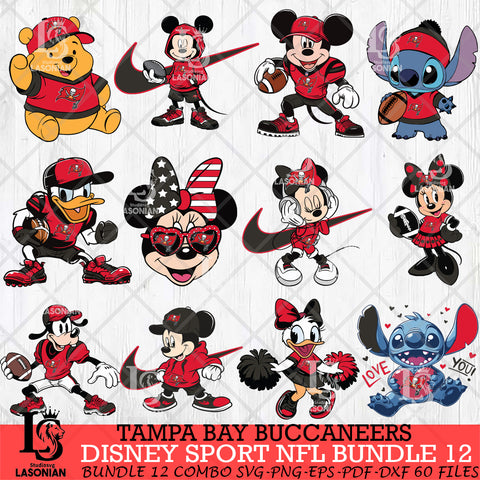 Tampa Bay Buccaneers Disney NFL Bundle 12 Svg Eps Dxf Png File, Digital Download, Instant Download