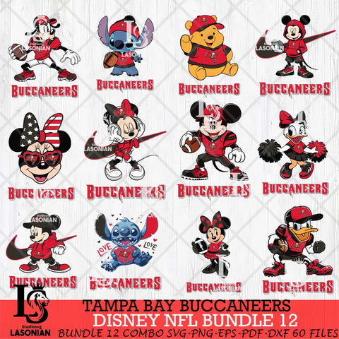 Tampa Bay Buccaneers Disney NFL Bundle Svg PNG 12 Svg Eps Dxf Png File, Digital Download