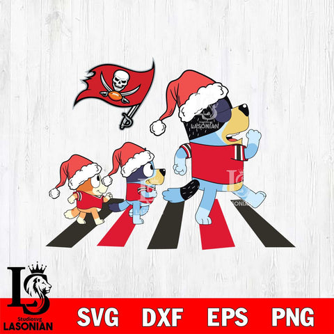 Tampa Bay Buccaneers Family Bluey Walking Christmas Svg Eps Dxf Png File, Digital Download, Instant Download